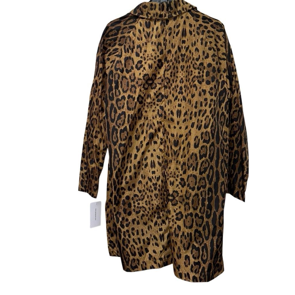 Jane Post $695 Leopard Print Nylon Rain Jacket Snap Front Womens Xl New — image 4 of 8